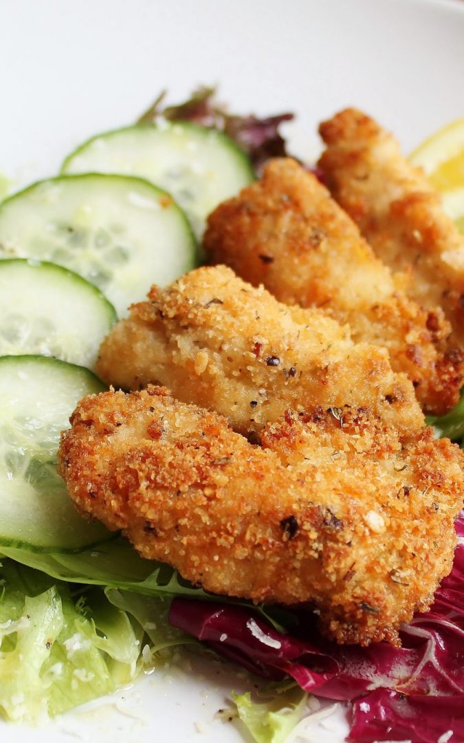 Chicken Goujons in a Parmigiano-Reggiano and Oregano Crust