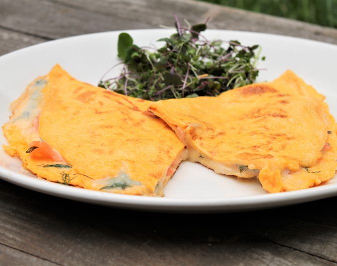 Smoked Salmon, Parmigiano-Reggiano and Gorgonzola Dolce Omelette